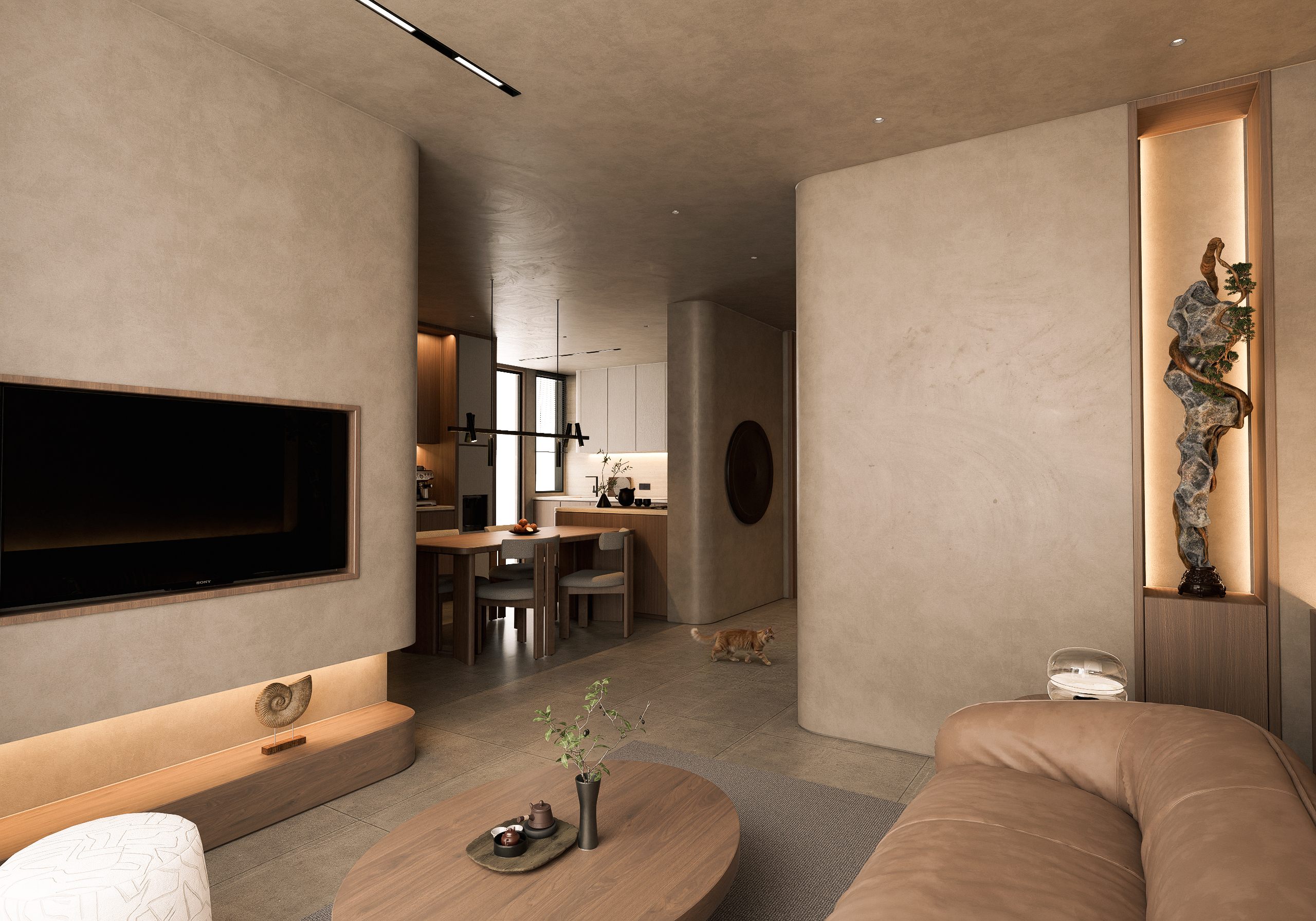 View from the living room of The Ritual, a three-room HDB home in Singapore